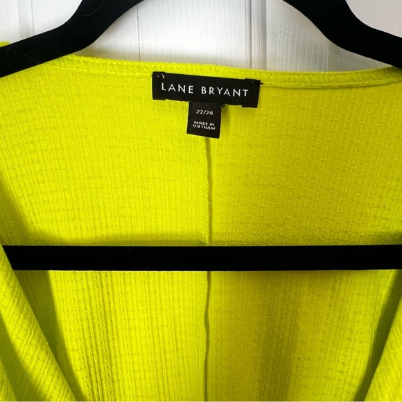 Lane Bryant Illusion Collection Faux Wrap Long Sleeve Blouse Bright Yellow - Picture 6 of 8